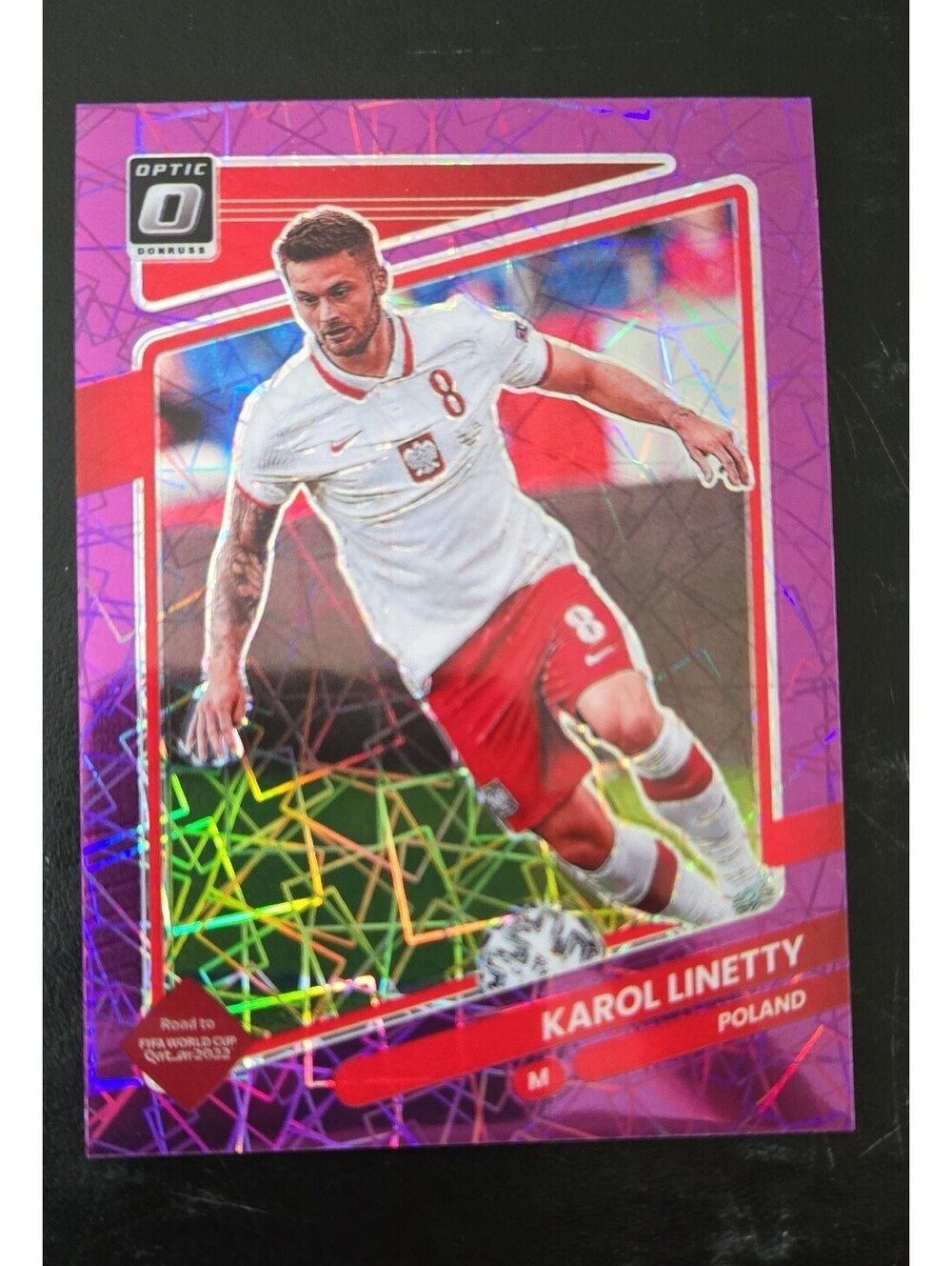 2021-22 Panini Donruss Road to Qatar - Karol Linetty #127 Optic Purple Velocity